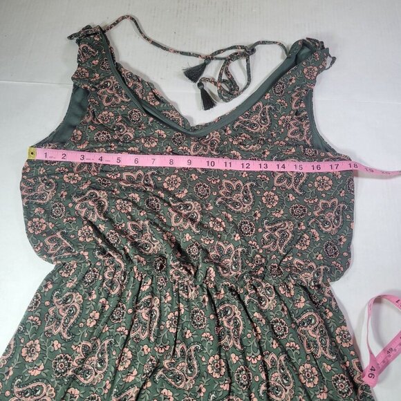 Ann Taylor Loft Floral Print Green Sleeveless A-Line Dress Size M - Picture 5 of 9